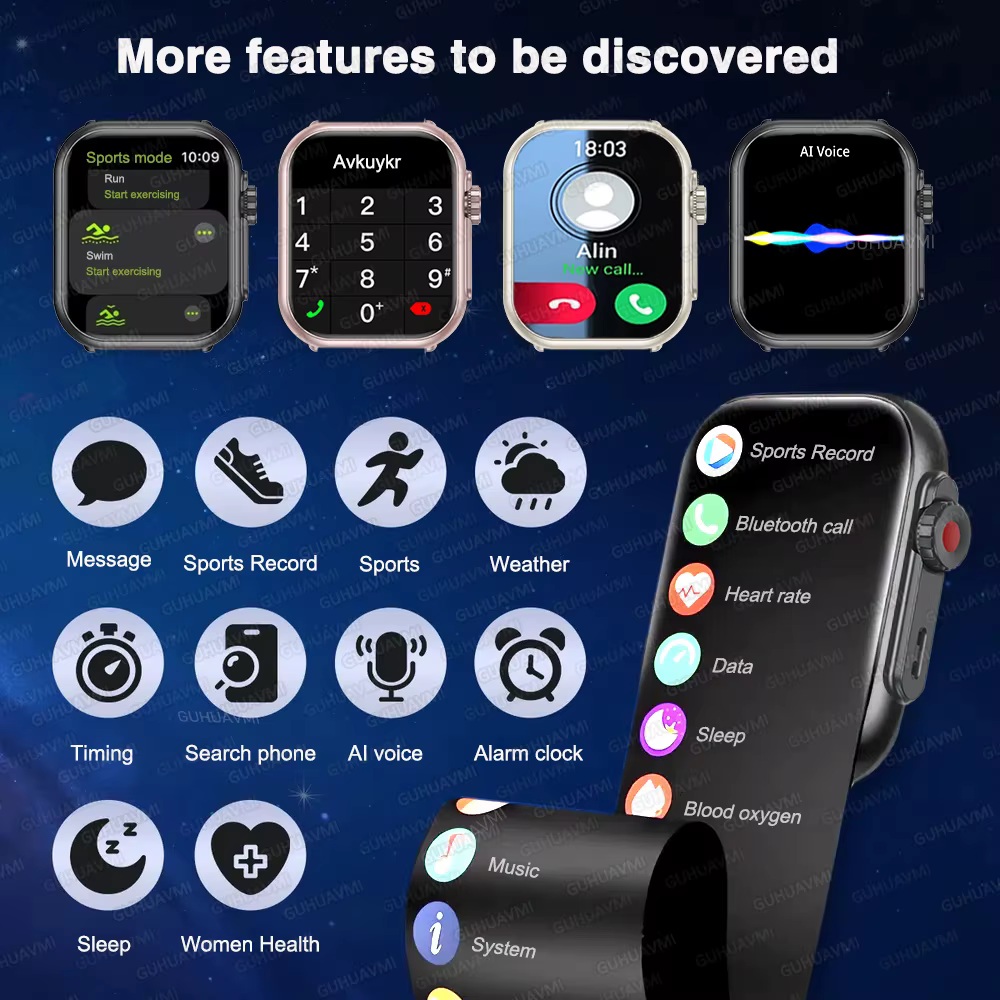 Pour montre IOS Ultra 2 SE hommes femmes Bracelet intelligent 1000mAh batterie GPS AMOLED affichage Bluetooth appel
