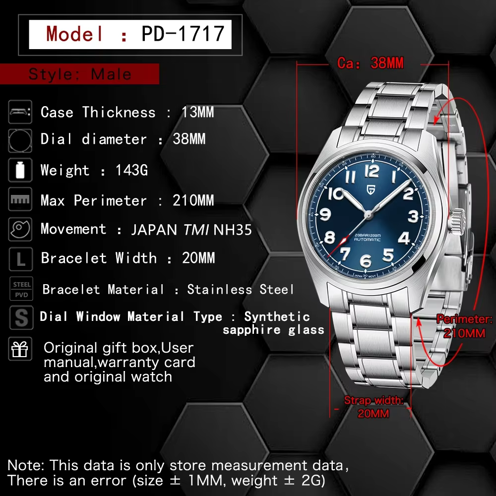 PAGANI DESIGN Pilot – montre-bracelet mécanique automatique pour hommes