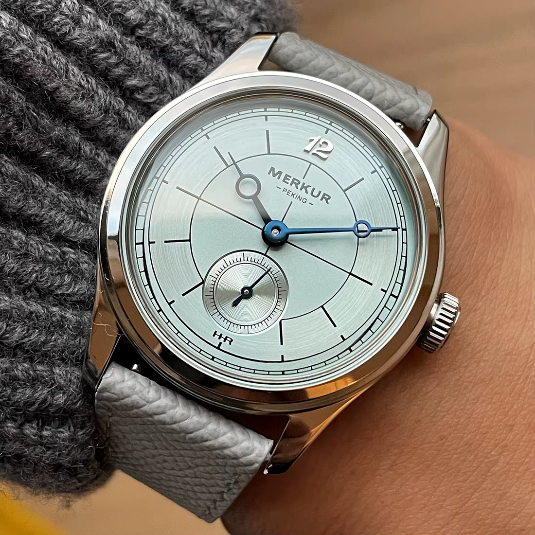 Nouvelle montre décontractée rétro MERKUR Cross Line Sector Dial Purple pour hommes
