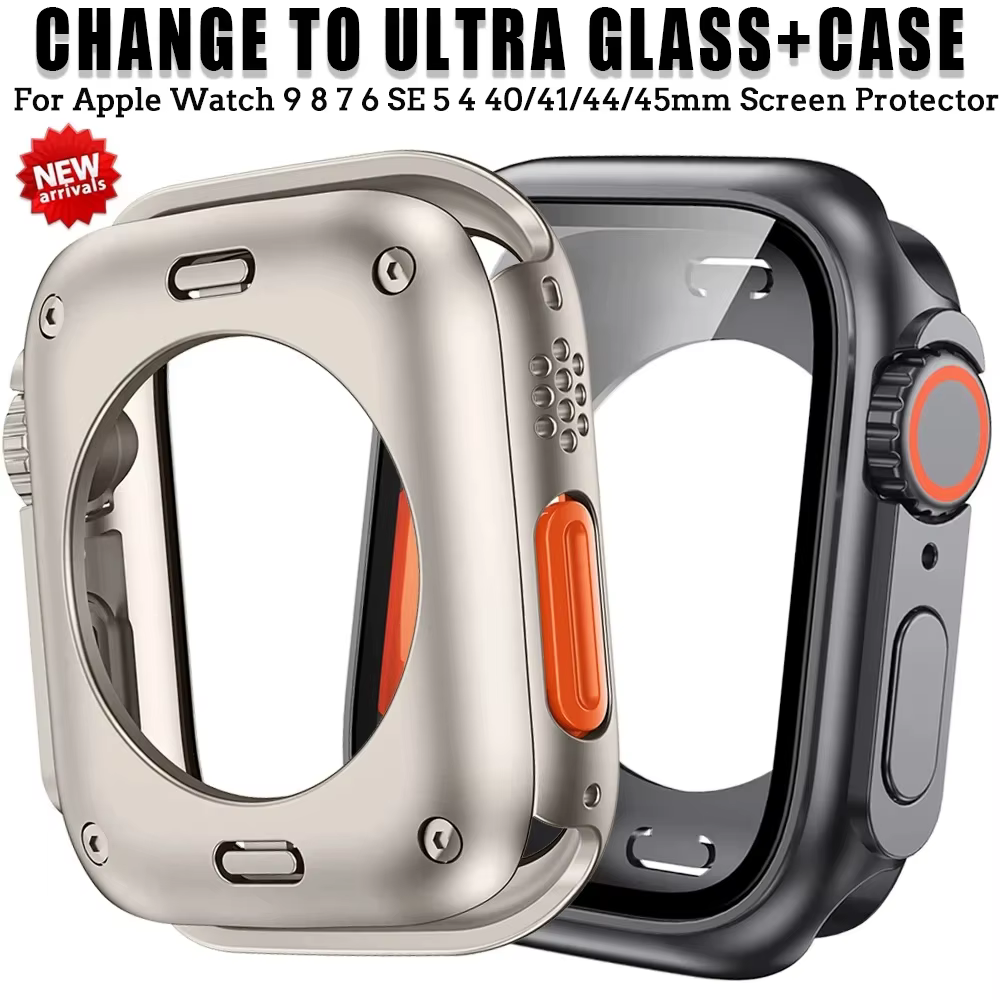 Changer vers Ultra protecteur d'écran en verre + étui pour Apple Watch 11 10 9 8 7 45mm 41mm 44mm 40mm IWatch S10 42mm 46mm couverture rigide PC