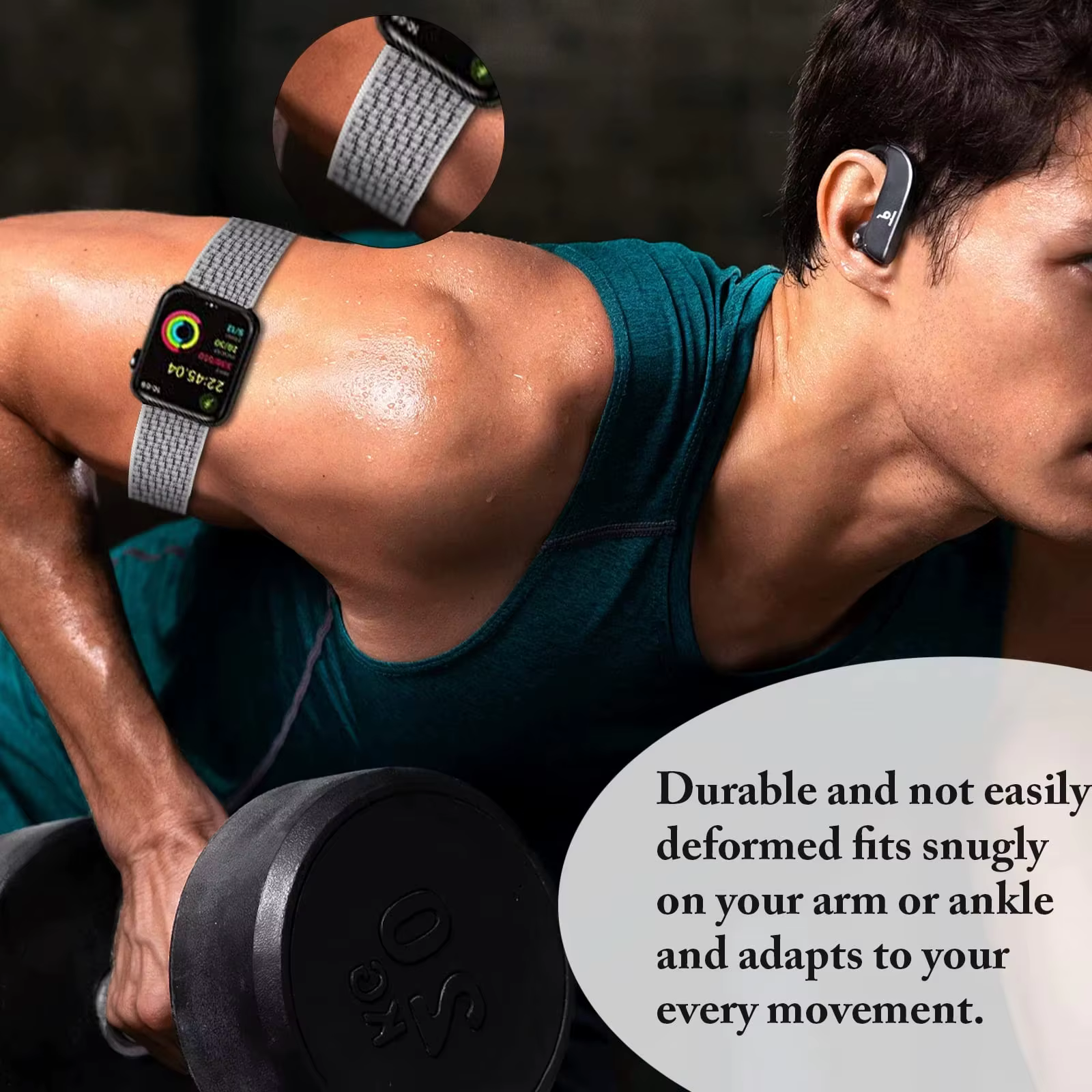 Bracelets de sport pour cheville/bras compatibles avec Apple Watch 49mm 45mm 44mm 42mm 41mm 40mm 38mm