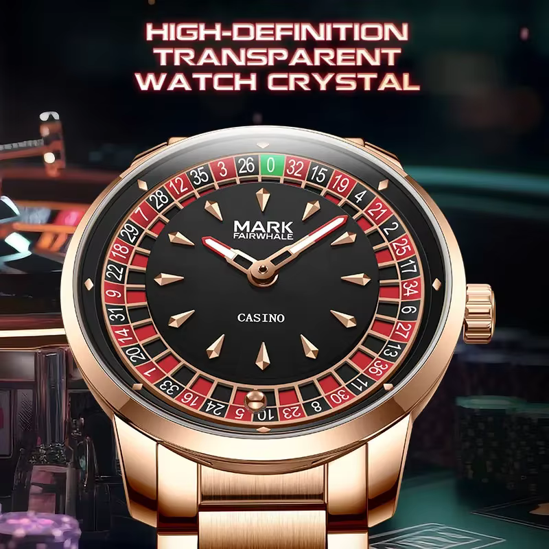 Mark Fairwhale 5031 nouveau 2025 montre pour hommes de marque supérieure Quartz chiffres arabes cadran rotatif roue montre automatique diamant lumineux