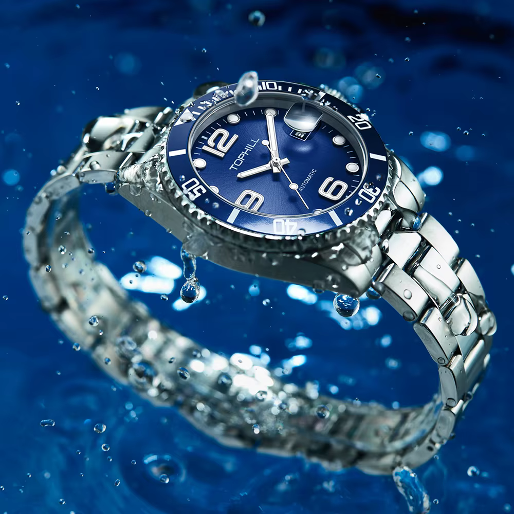 Montres pour hommes TOPHILL automatiques 40 mm Dandong 2820 avec lunette en aluminium