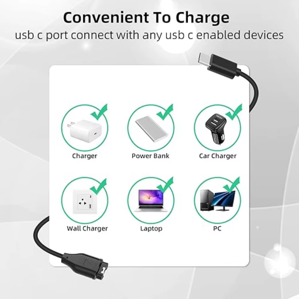 Câble de chargeur de remplacement pour montre connectée Garmin Fenix 8 7 7S 7X Pro 6 6S 6X Pro 5 5s 5X Plus USB-C