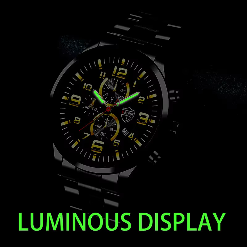 Montres de sport à quartz en acier inoxydable pour hommes