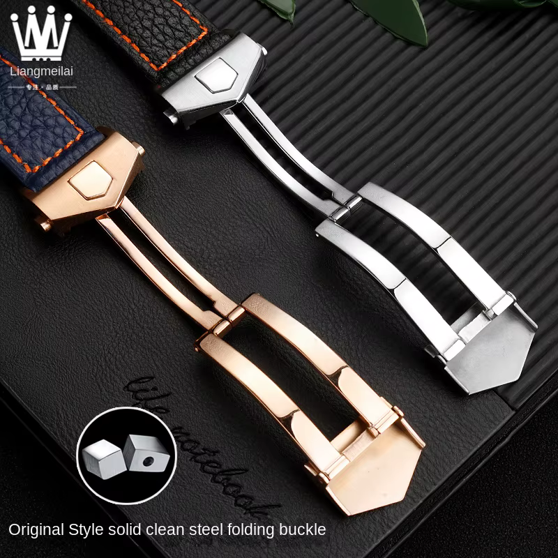 Bracelet de montre en cuir véritable respirant pour homme