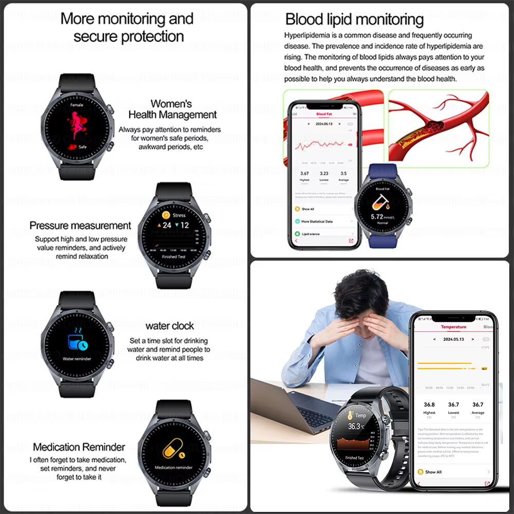 Nouvelle montre connectée 2026 améliorée avec fonctions de suivi de santé (ECG