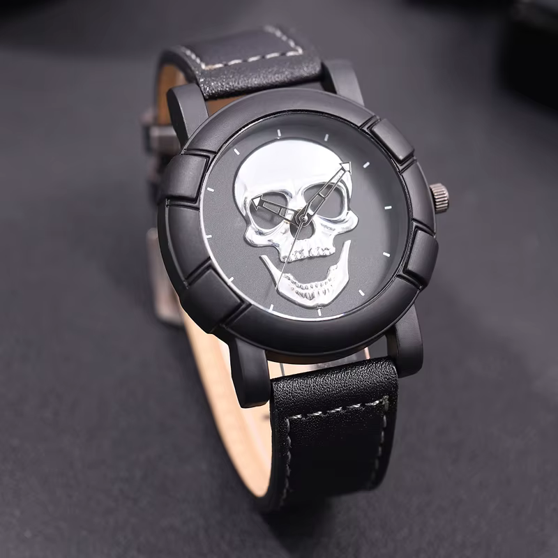 Montre-bracelet à quartz en cuir pour homme