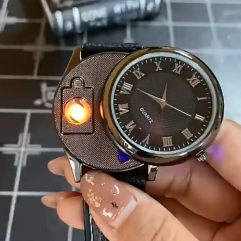 Nouveau chargeur Usb respectueux de l'environnement coupe-vent briquet montre allume-cigare à la mode Cool créatif hommes fumeur cadeaux