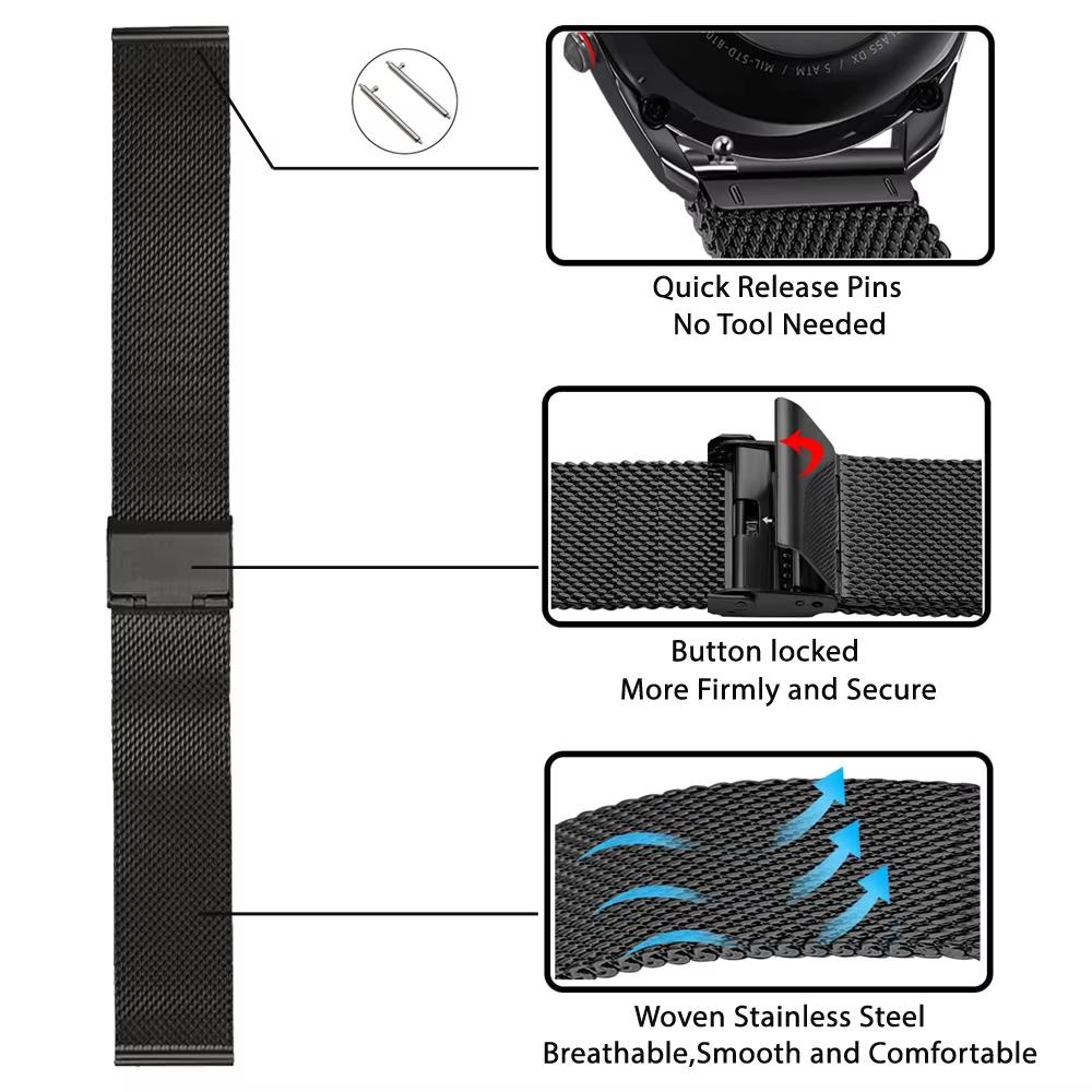 Bracelet en métal pour Mibro GS A1 X1, accessoires de montre intelligente, Bracelet en maille en acier inoxydable pour Mibro C2 T1 Lite, couleur Correa