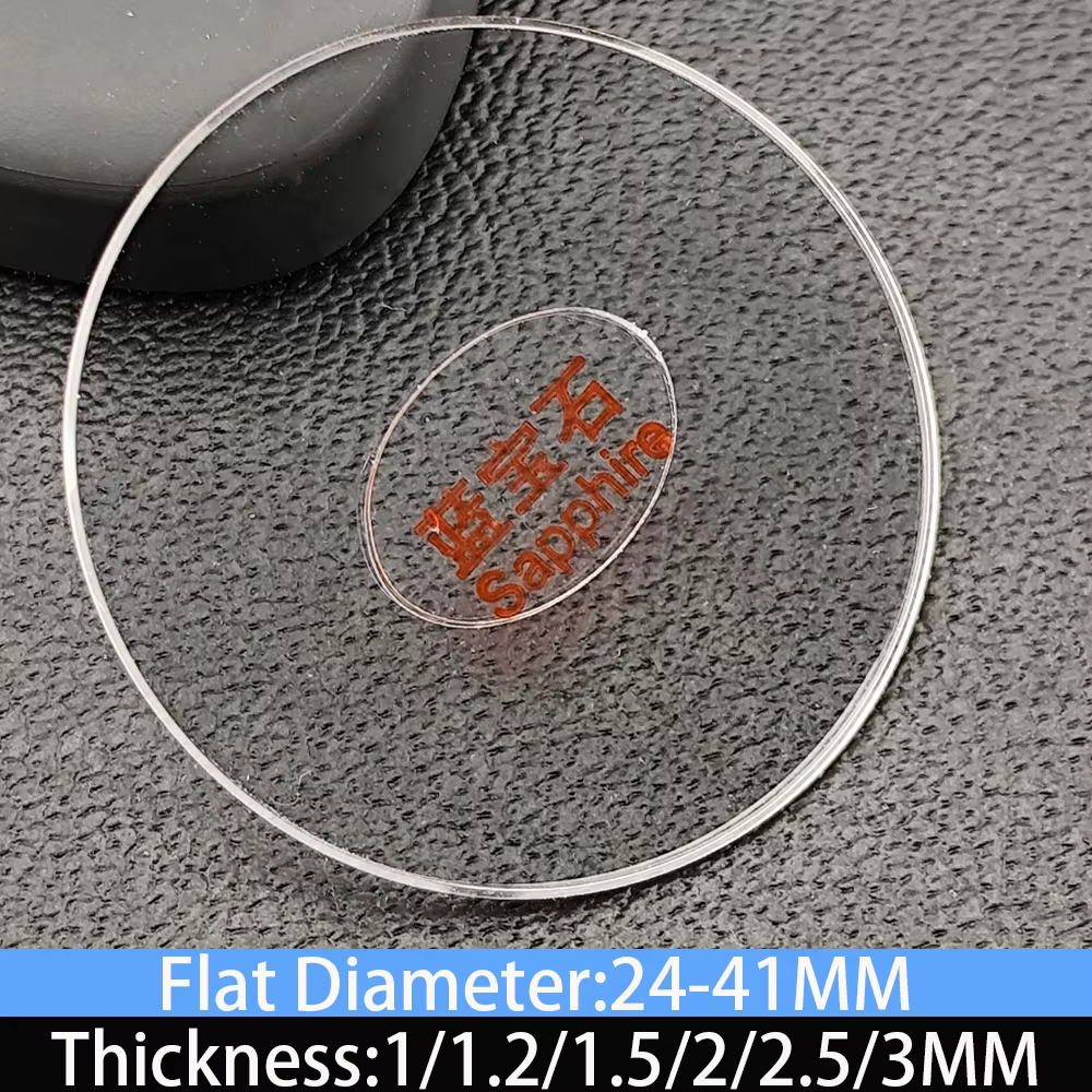 Verre saphir plat épaisseur 1.0/1.2/1.5/2.0/2.5/3.0mm diamètre 24-41mm pièces de montre