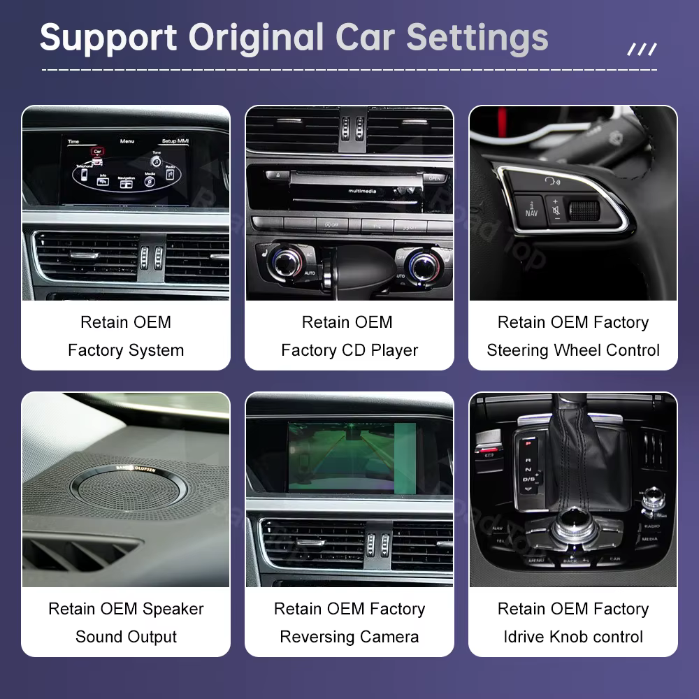 Écran multimédia Linux pour Radio supérieure de route, pour Audi A4 A5 2009 – 2015, CarPlay sans fil, Android Auto, Airplay, fonction de lecteur de voiture