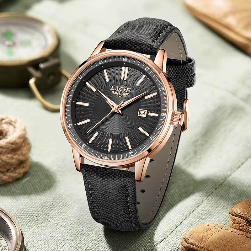 LIGE Nouvelle Montre en Cuir Créative Style Cowboy pour Hommes