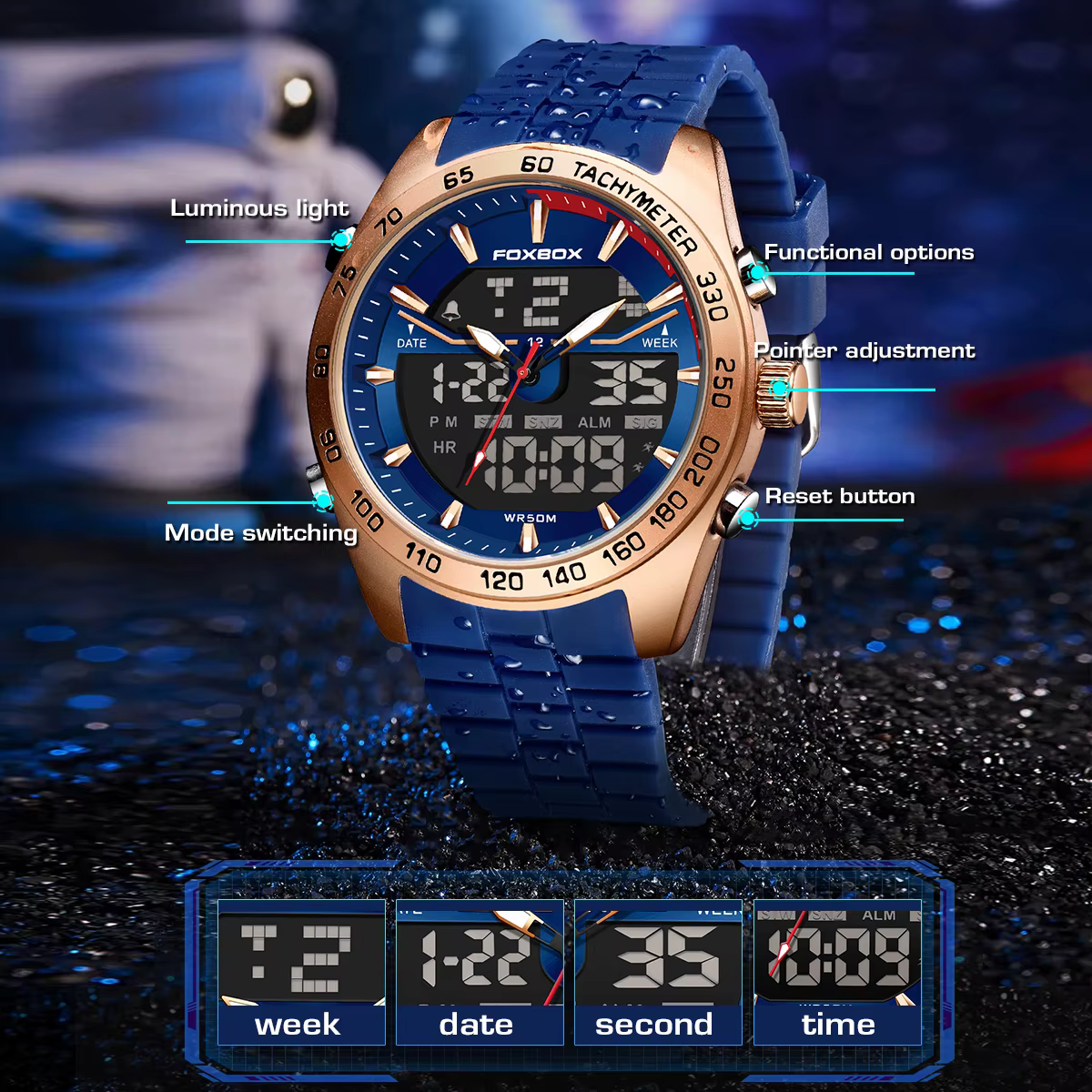 FOXBOX Top marque de luxe affaires montre numérique électronique pour hommes mode militaire étanche