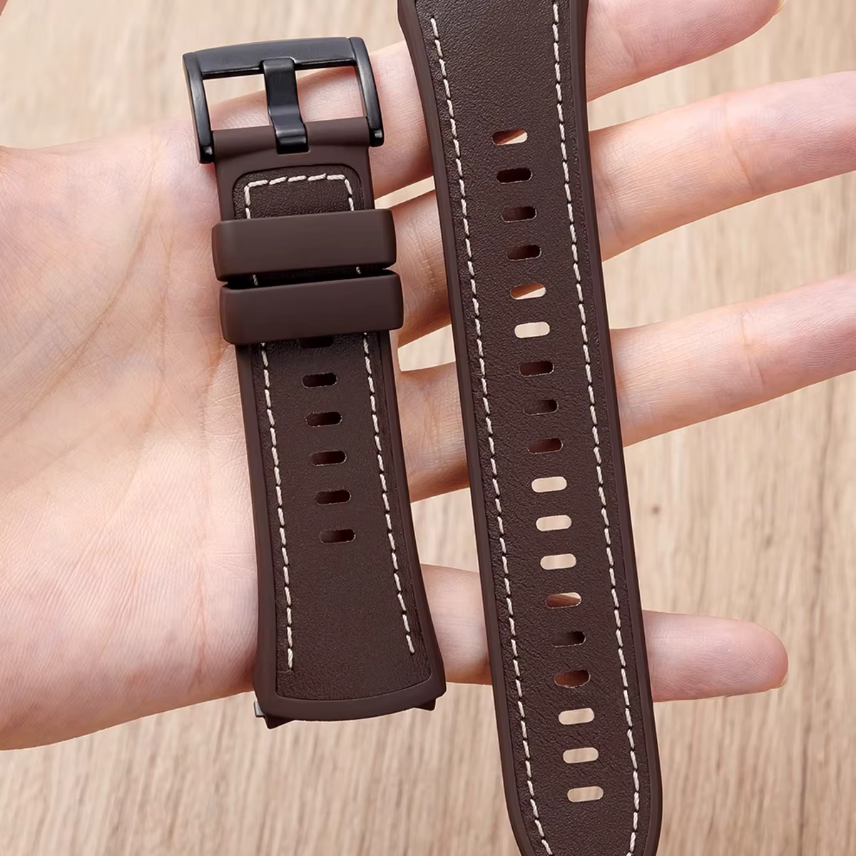 Bracelet en cuir de luxe d'origine pour Huawei Watch 5 46MM sans espaces
