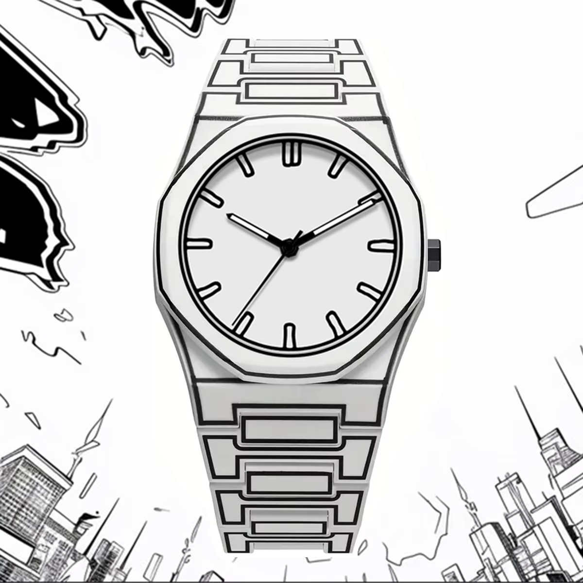 Nouvelle montre à quartz 2026 avec bracelet en silicone et design de bande dessinée