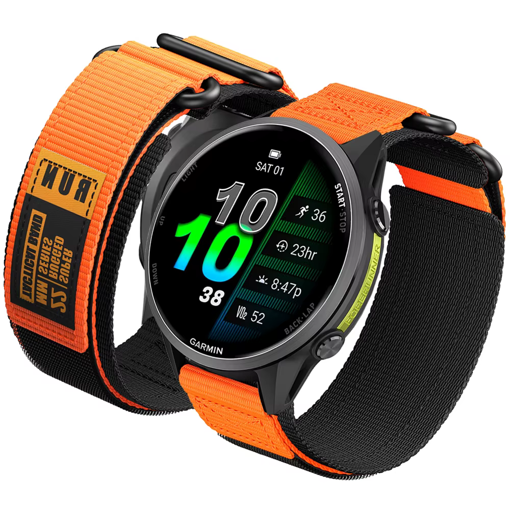 Bracelet de montre en nylon à fermeture auto-agrippante pour Garmin Forerunner 970 965 955 945 935 745