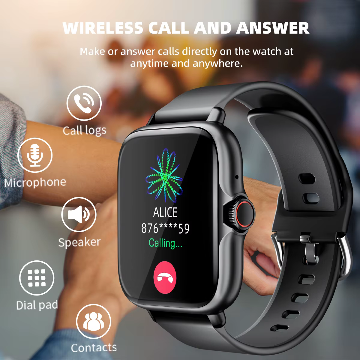 Montre intelligente étanche avec podomètre pour iPhone et Android