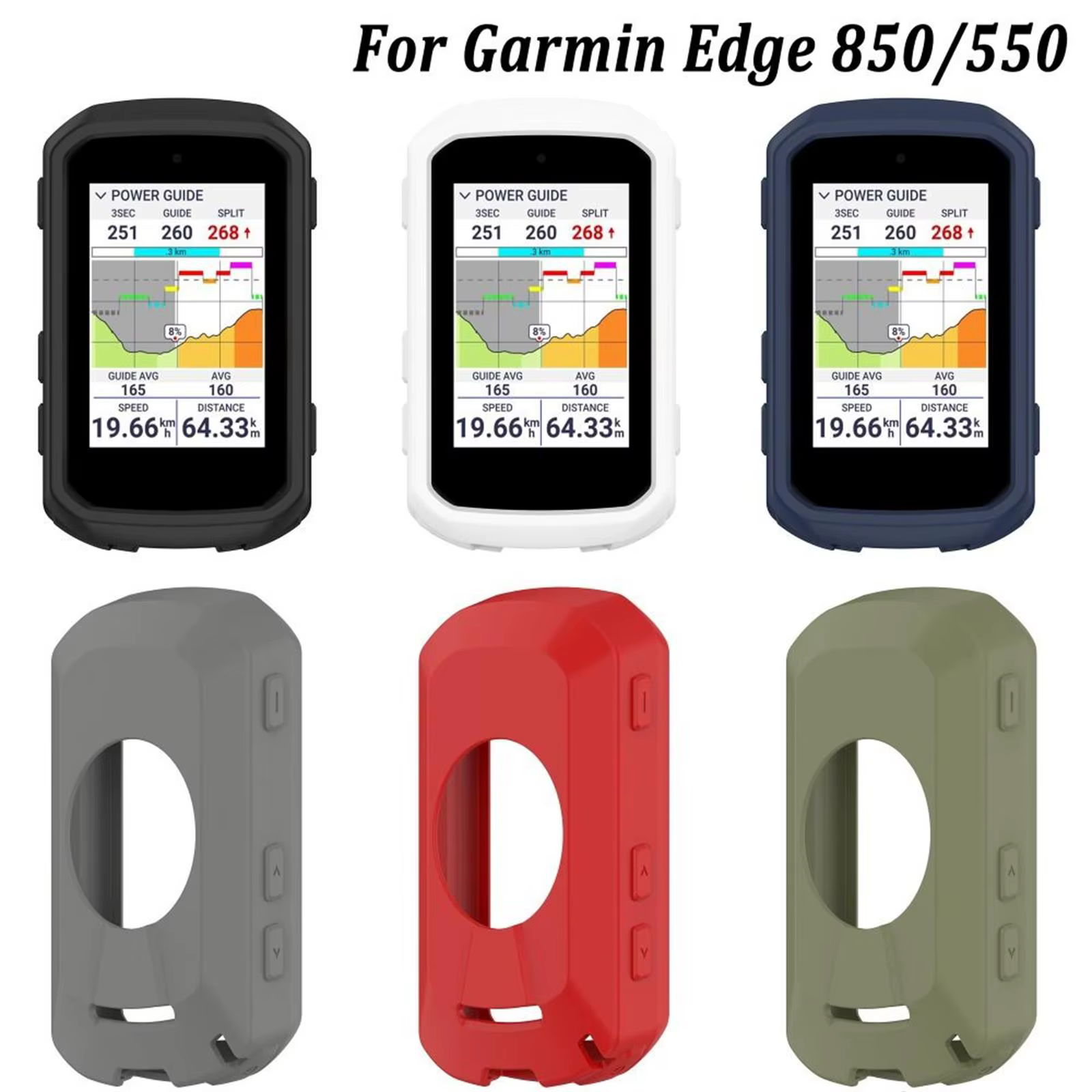 Verre trempé (2 pièces) + coque en silicone pour Garmin Edge 850 550