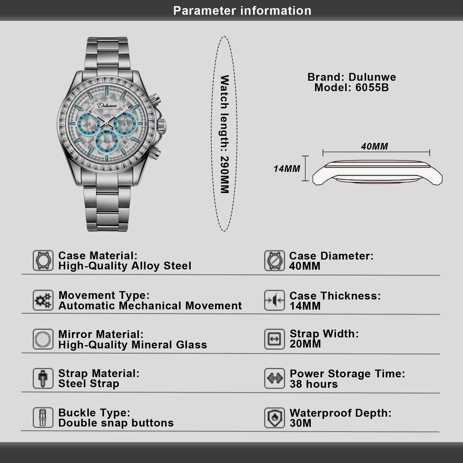 Montre de luxe en diamant pour homme