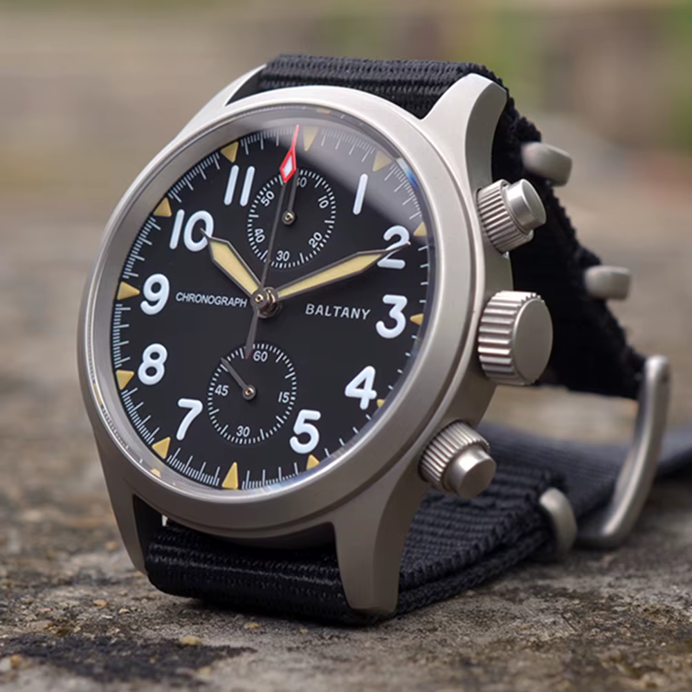 Montre à quartz chronographe pilote vintage pour homme