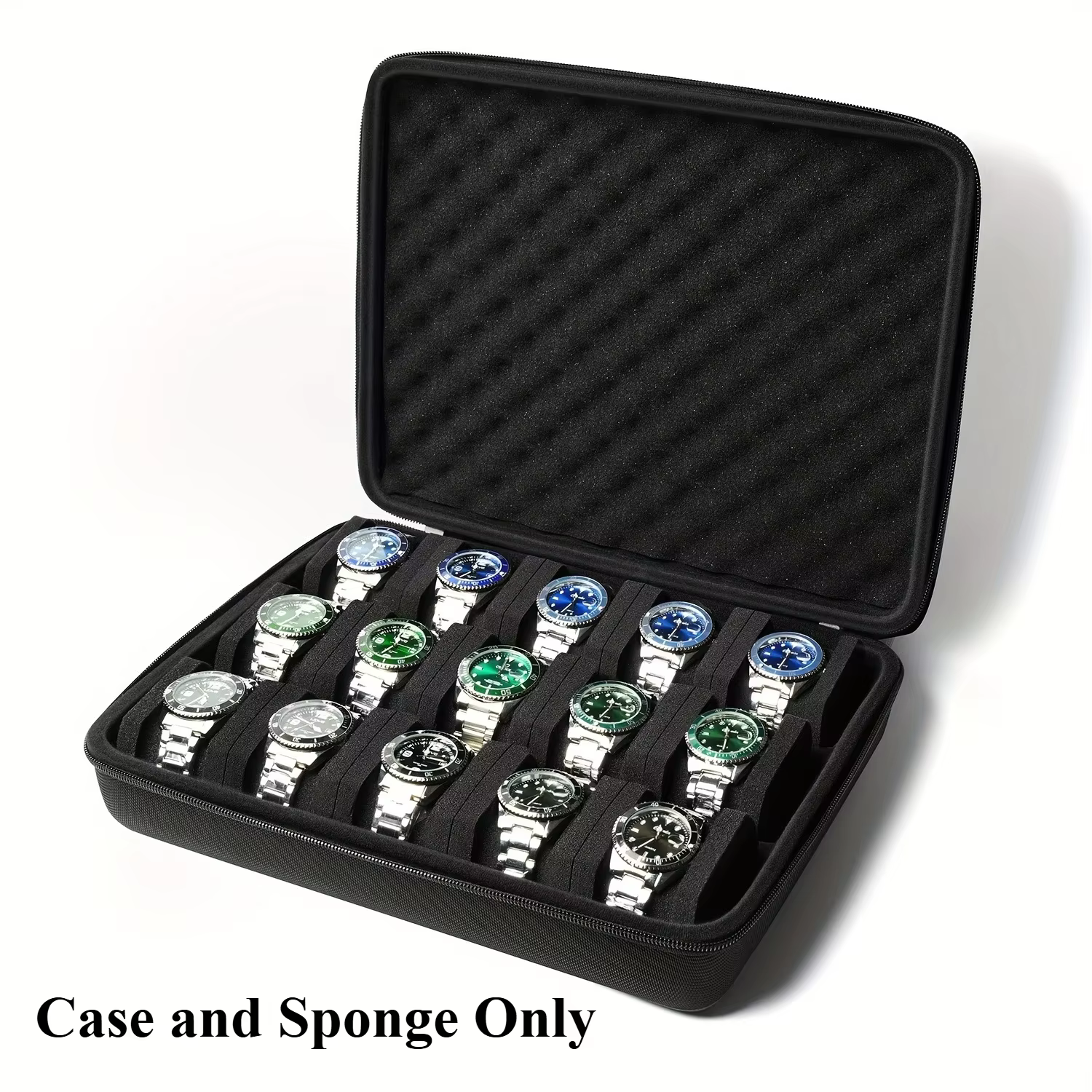 Boîte de rangement pour montres à coque rigide avec 15 emplacements
