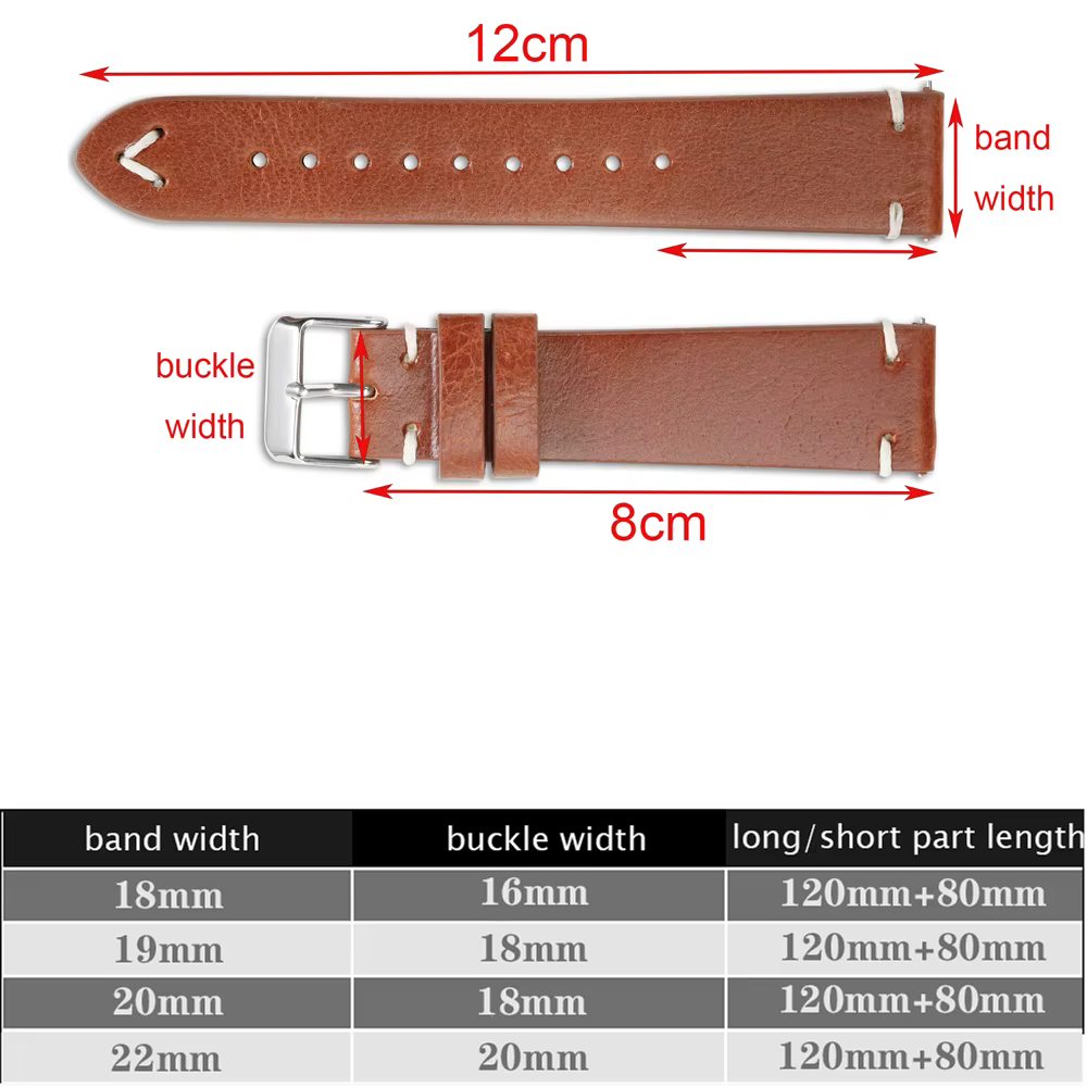 Vintage véritable 18mm 19mm 20mm 22mm huile cire cuir Bracelet de montre bracelets pour Seiko pour Samsung Galaxy bande