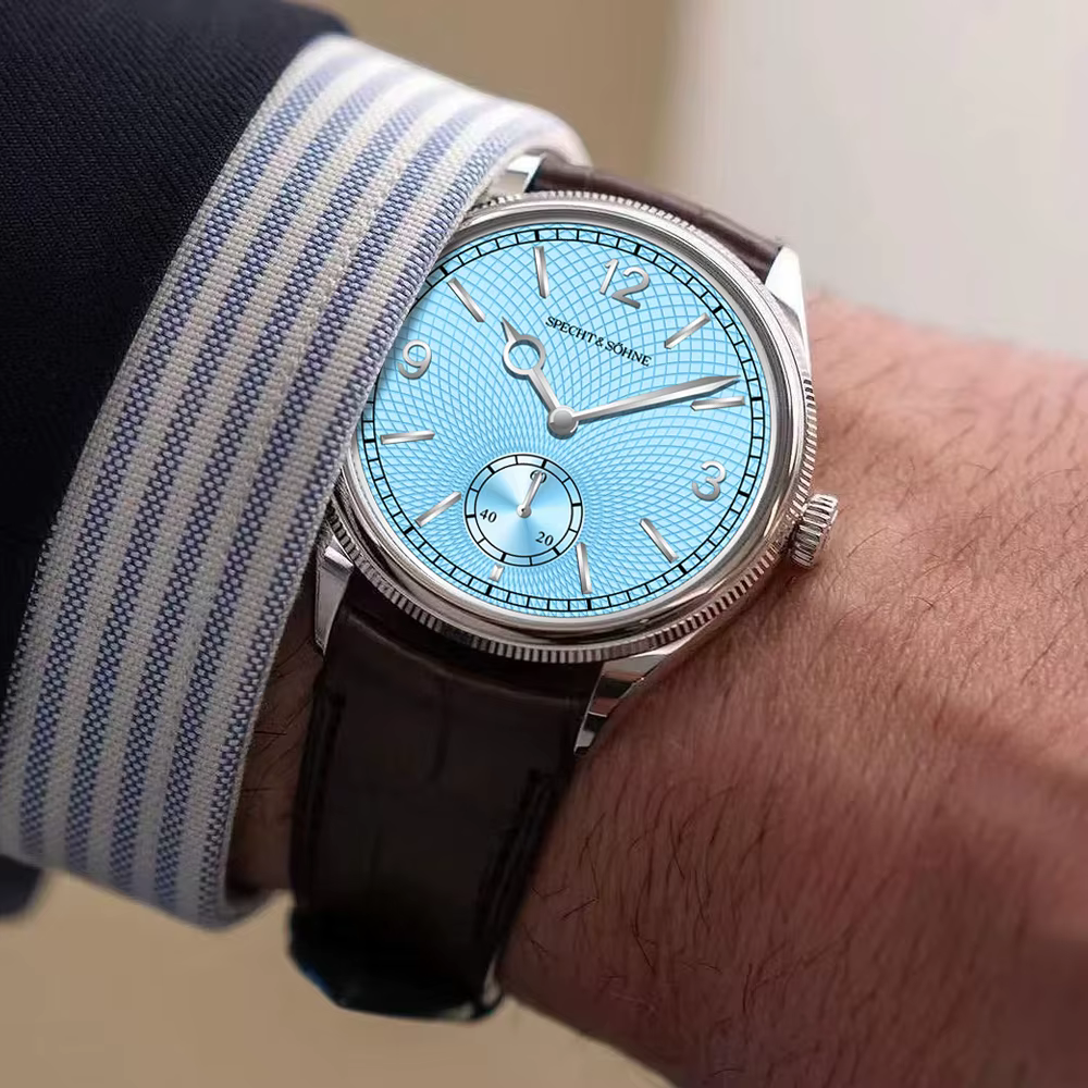Vente chaude Spech t & Söhne montre mécanique pour hommes à la mode en cuir véritable et acier inoxydable 50M étanche