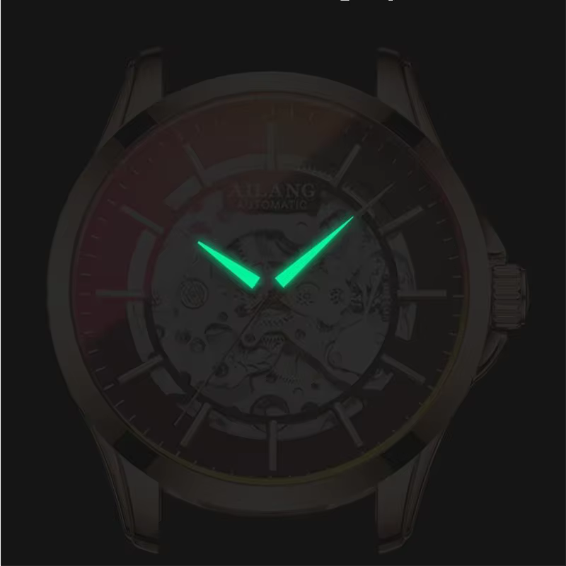 AILANG 2026 8629 Nouvelles Montres Mécaniques Bracelet en Cuir Véritable Étanche Montres-Bracelets Squelette Tendance Magasin Bright Future