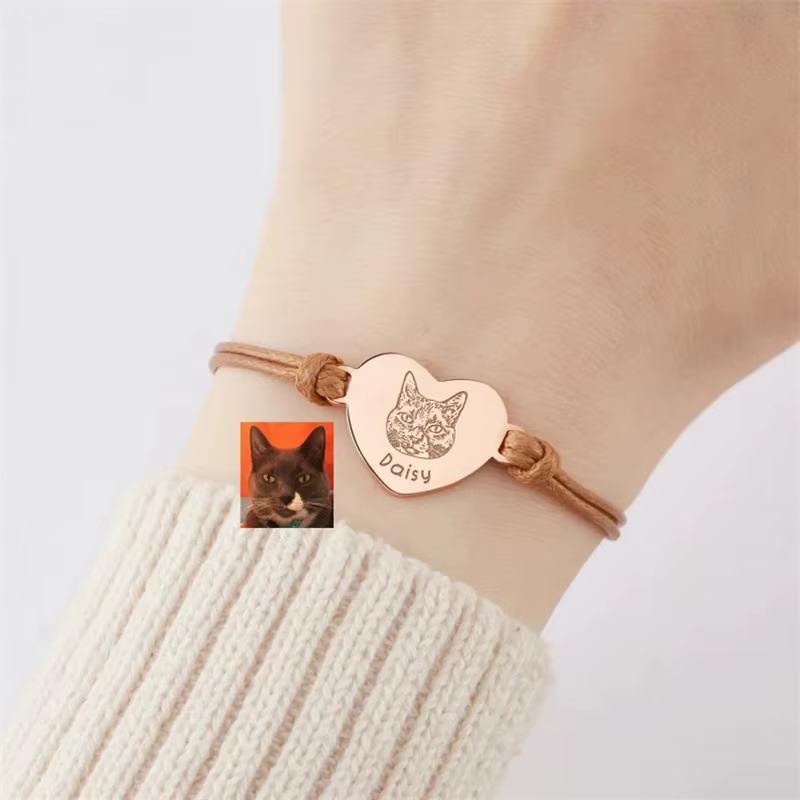 Bracelet personnalisé avec Portrait d'animal de compagnie pour femmes