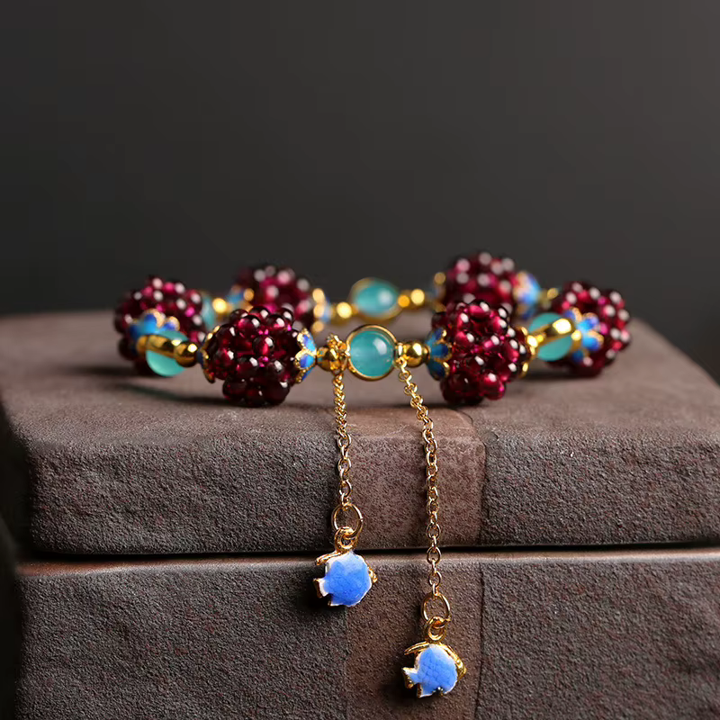 Bracelet en grenat naturel pour femmes, Simple, personnalité créative, associé à une pierre Tianhe, accessoire cloisonné, bijoux