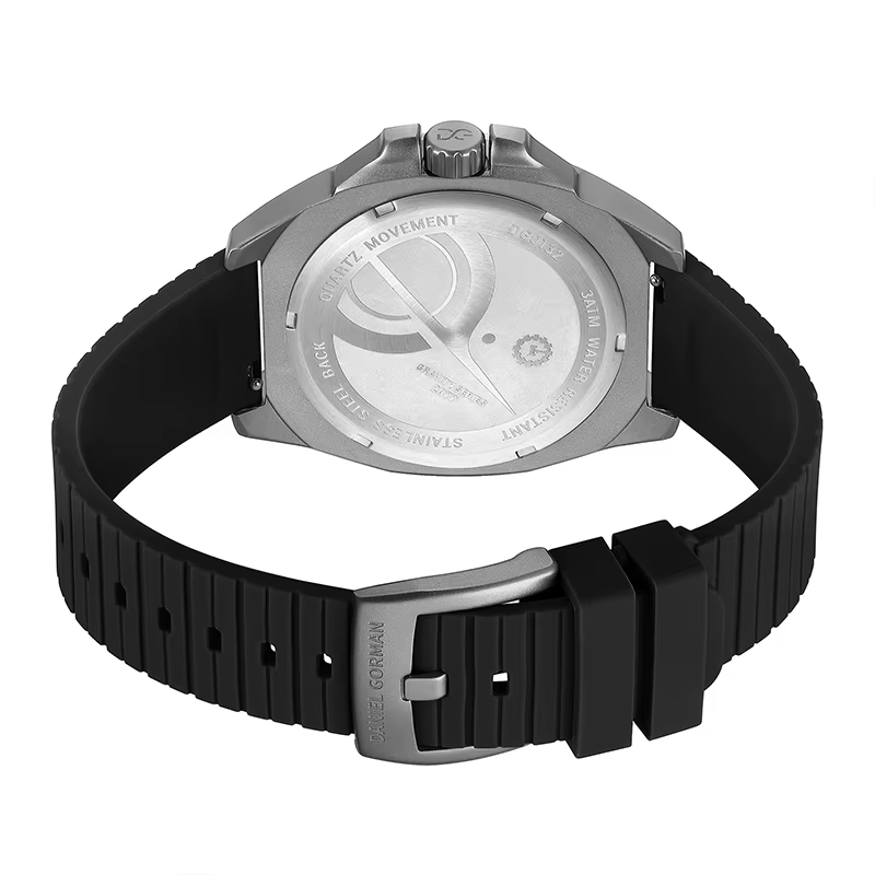 Daniel Gorman Gravity Series Jupiter Sport Montre pour homme Grande boîtier Quartz Bracelet en silicone étanche