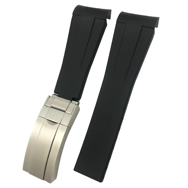 Bracelet de montre en caoutchouc à extrémité incurvée