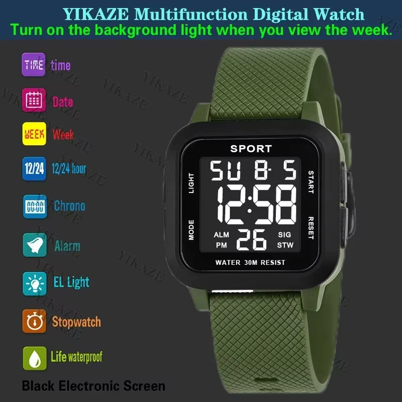 Montres de sport pour hommes montre électronique numérique Style rétro horloge