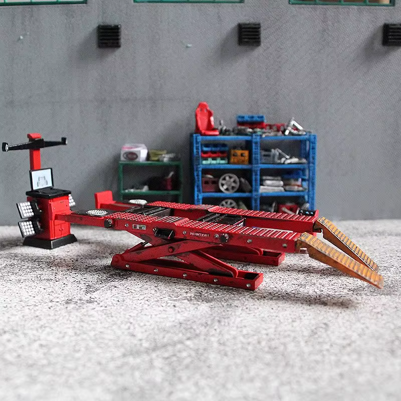 Accessoire de scène de garage 1:64, ensemble d'outils de réparation automobile, modèle de voiture, alignement des roues, scènes d'atelier de mécanique, miniatures DIY