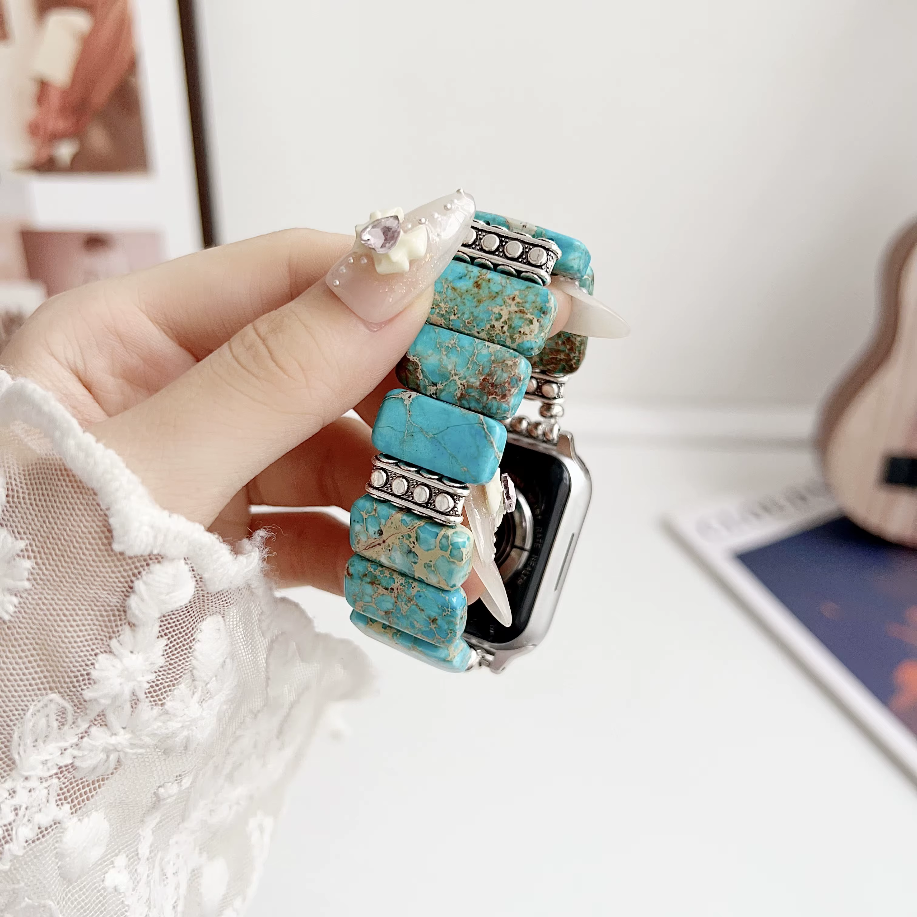Bracelet en pierre élastique pour Apple Watch