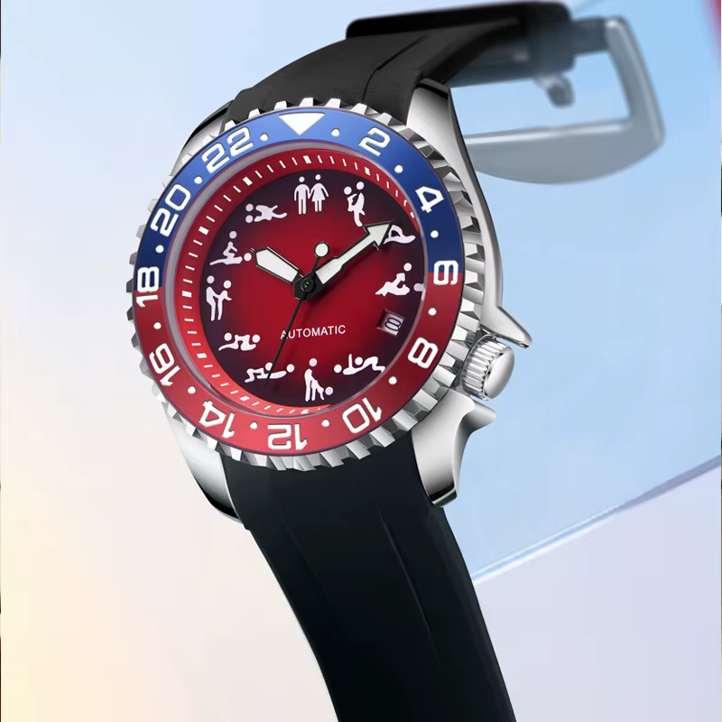 Montre mécanique à cadran bleu unique