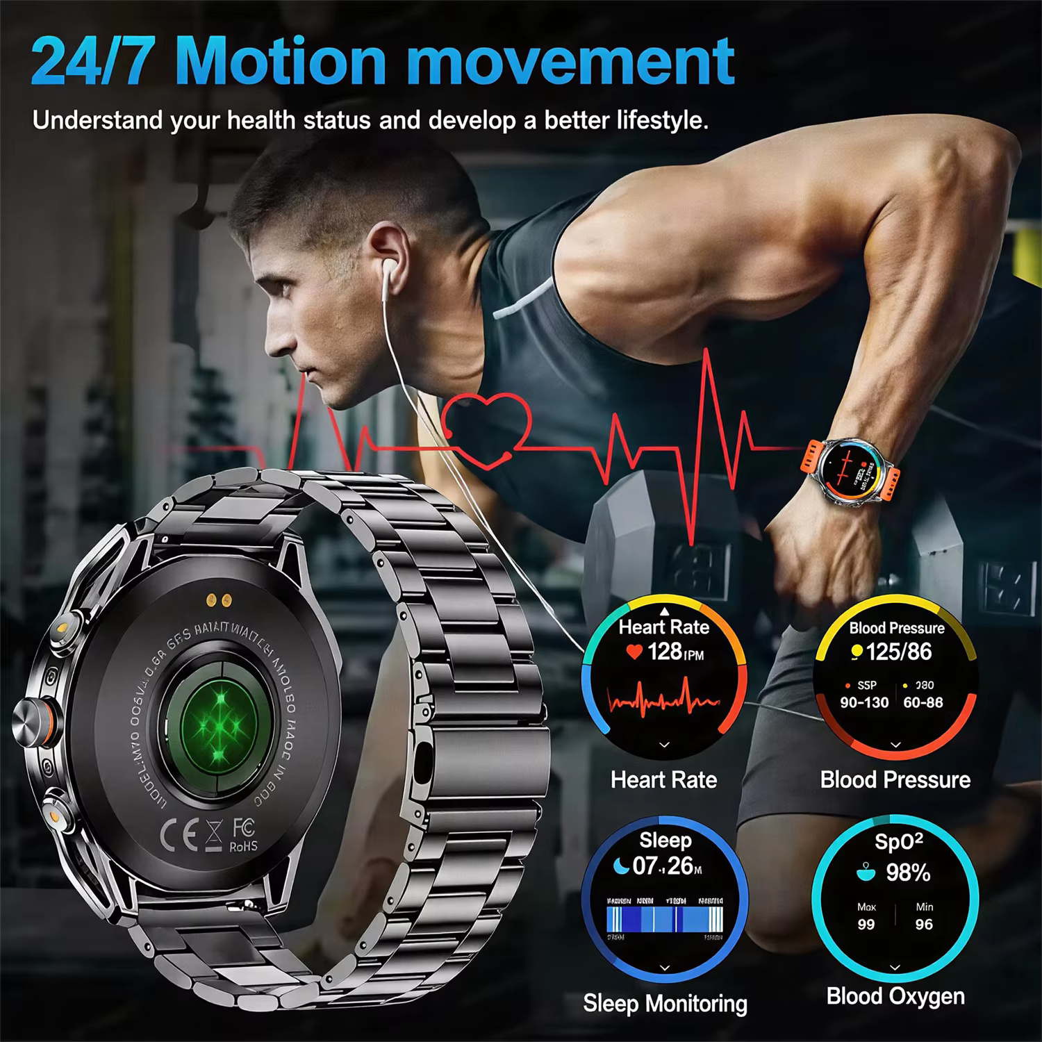 Montre connectée GPS avec carte intégrée de qualité militaire