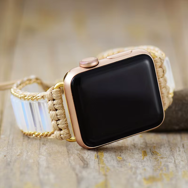 Homme femme pierre Aple Smartwatch Bracelet 38mm/45mm guérison perlée cristal extensible