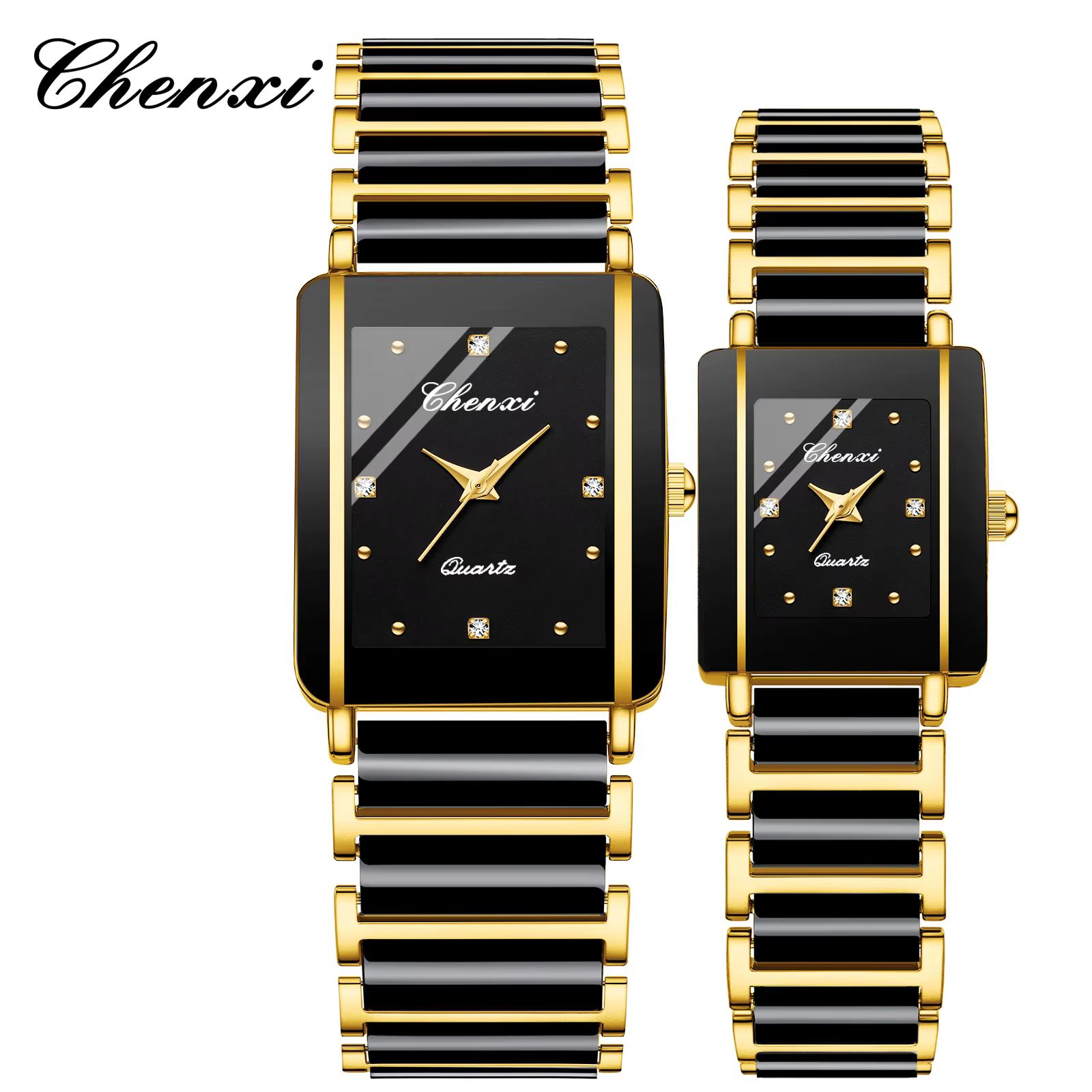 CHENXI 104A montres de Couple de luxe étanche relojes para damas montre-bracelet pour femme et homme bracelet en céramique simulée cadeau