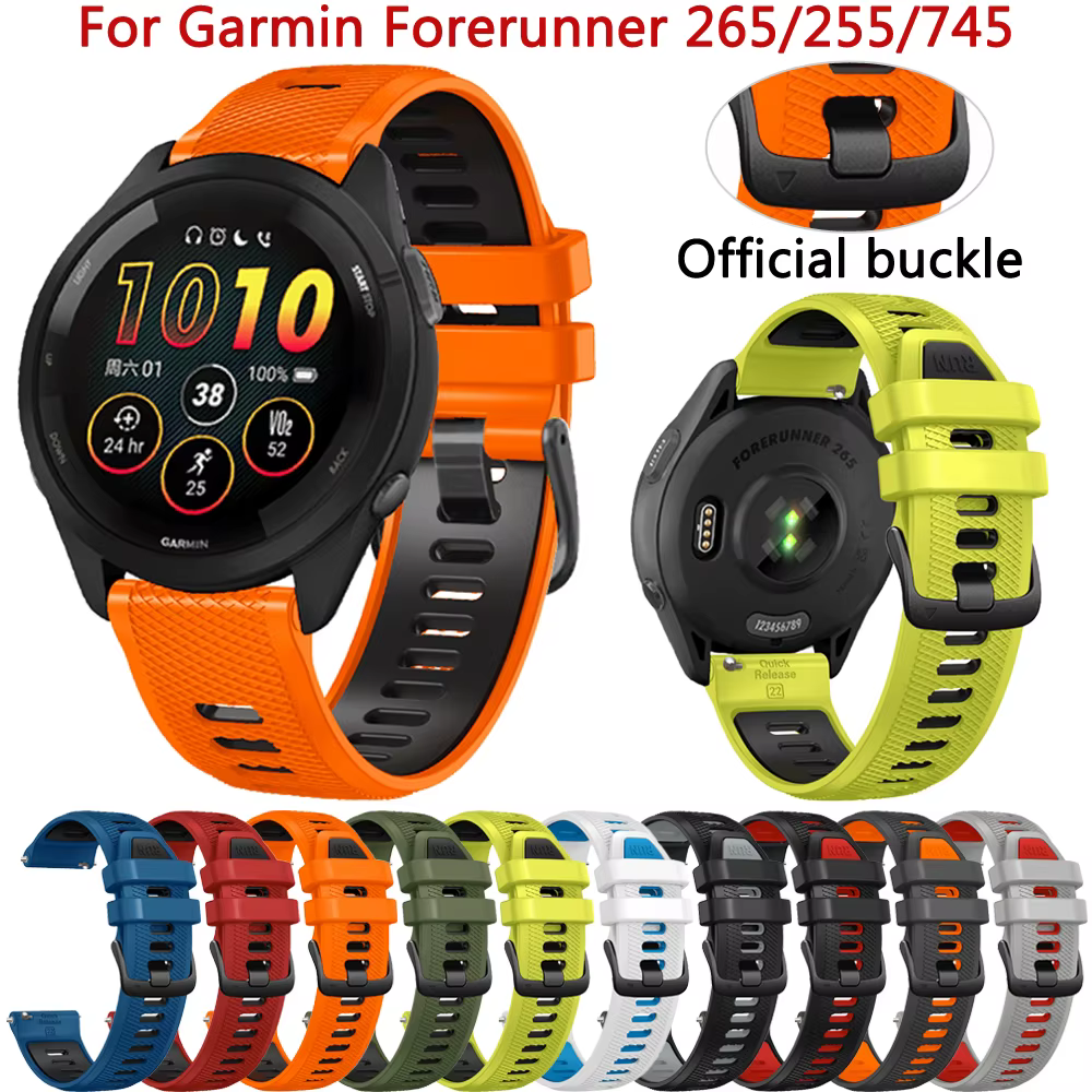 Bracelet officiel de 22mm pour Garmin Forerunner 265 745 255