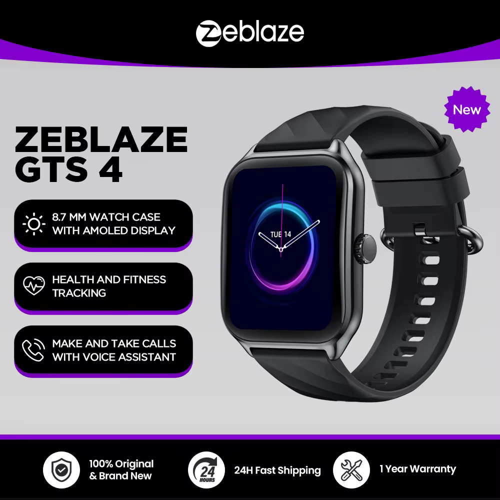 Zeblaze GTS 4 appel vocal montre intelligente 1.94 "HD AMOLED affichage 100 + Modes sportifs fréquence cardiaque SpO2 surveillance de la santé Smartwatch
