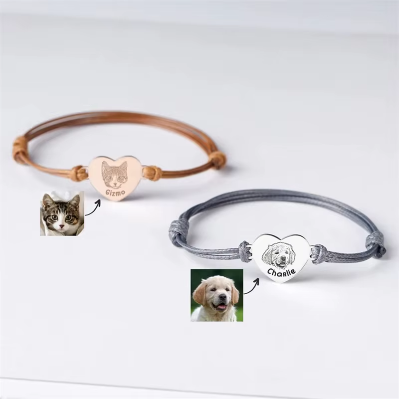 Bracelet personnalisé avec Portrait d'animal de compagnie pour femmes