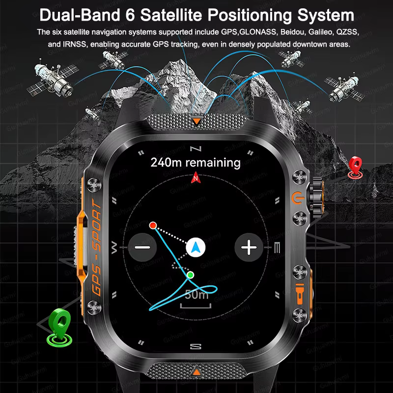 GUHUAVMI 2025 nouveau double bande GPS natation montre intelligente boussole IP68 professionnel étanche Sport Bluetooth appel montres intelligentes pour hommes