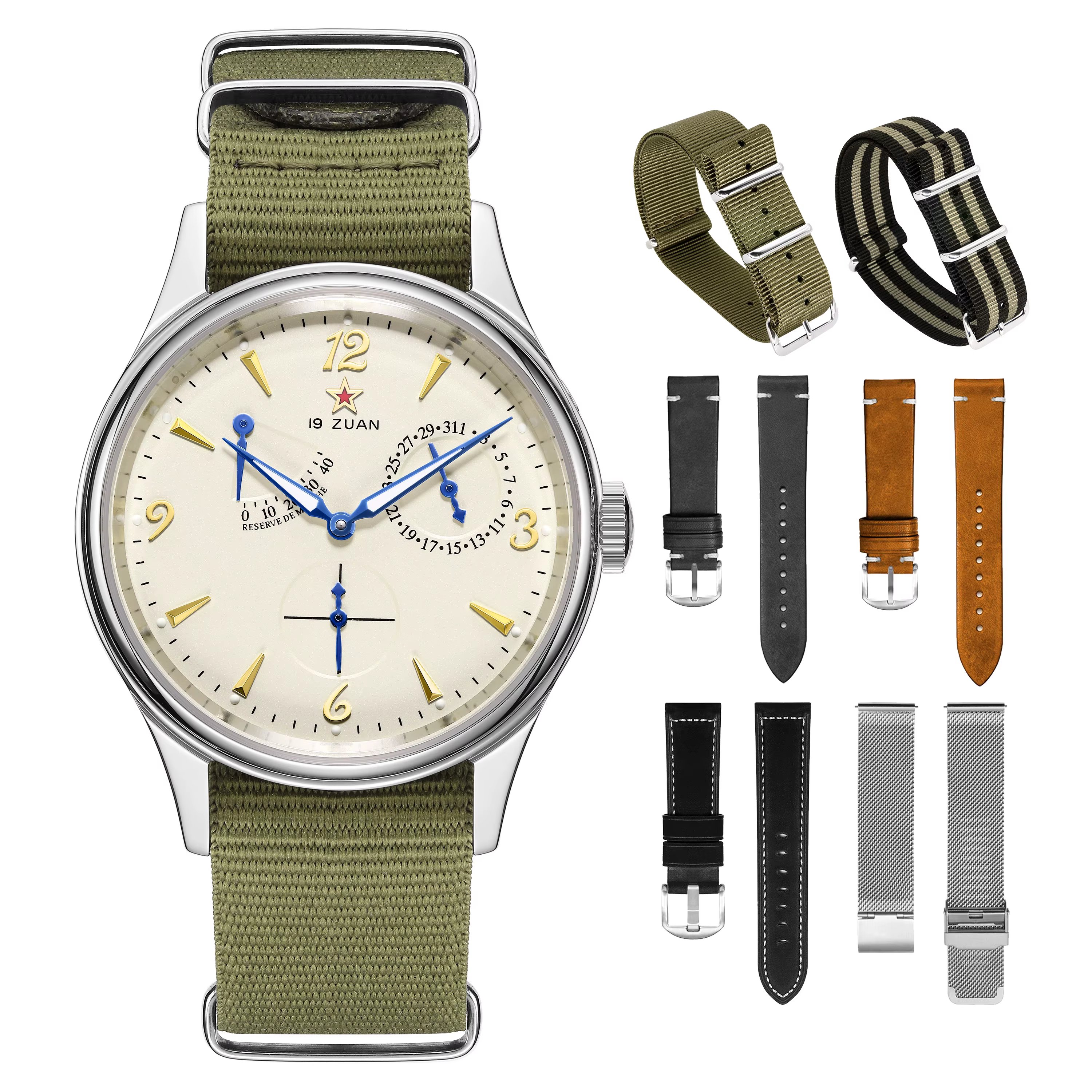 Mouvement mouette 1963 montres 40mm montre pilote pour hommes automatique mécanique poignet étanche 19 zuan rétro avec