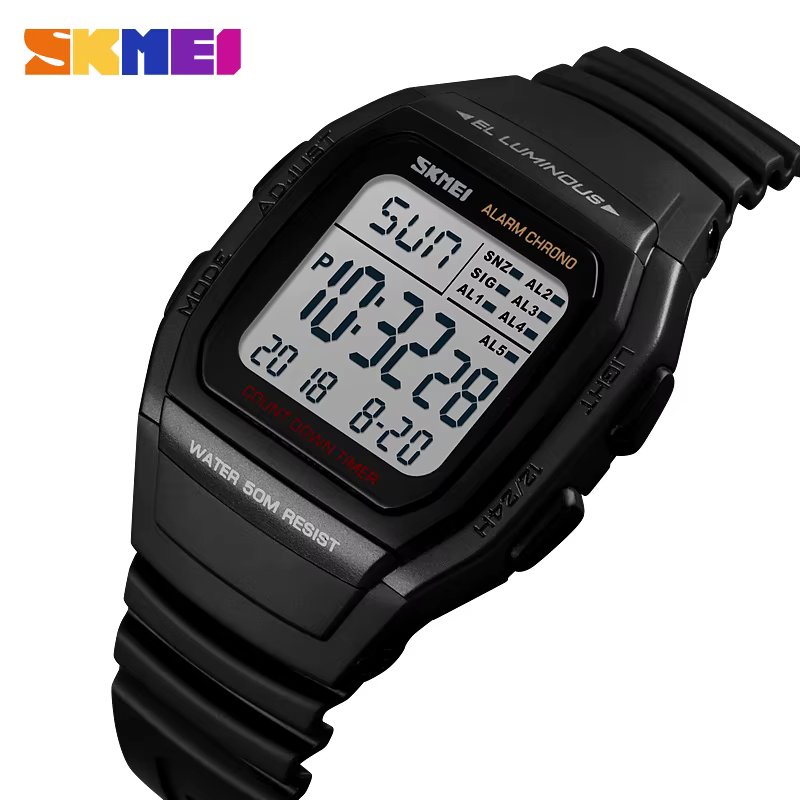 SKMEI 1278 Chrono compte à rebours hommes montre-bracelet décontracté en plein air mâle horloge lumineuse montre homme