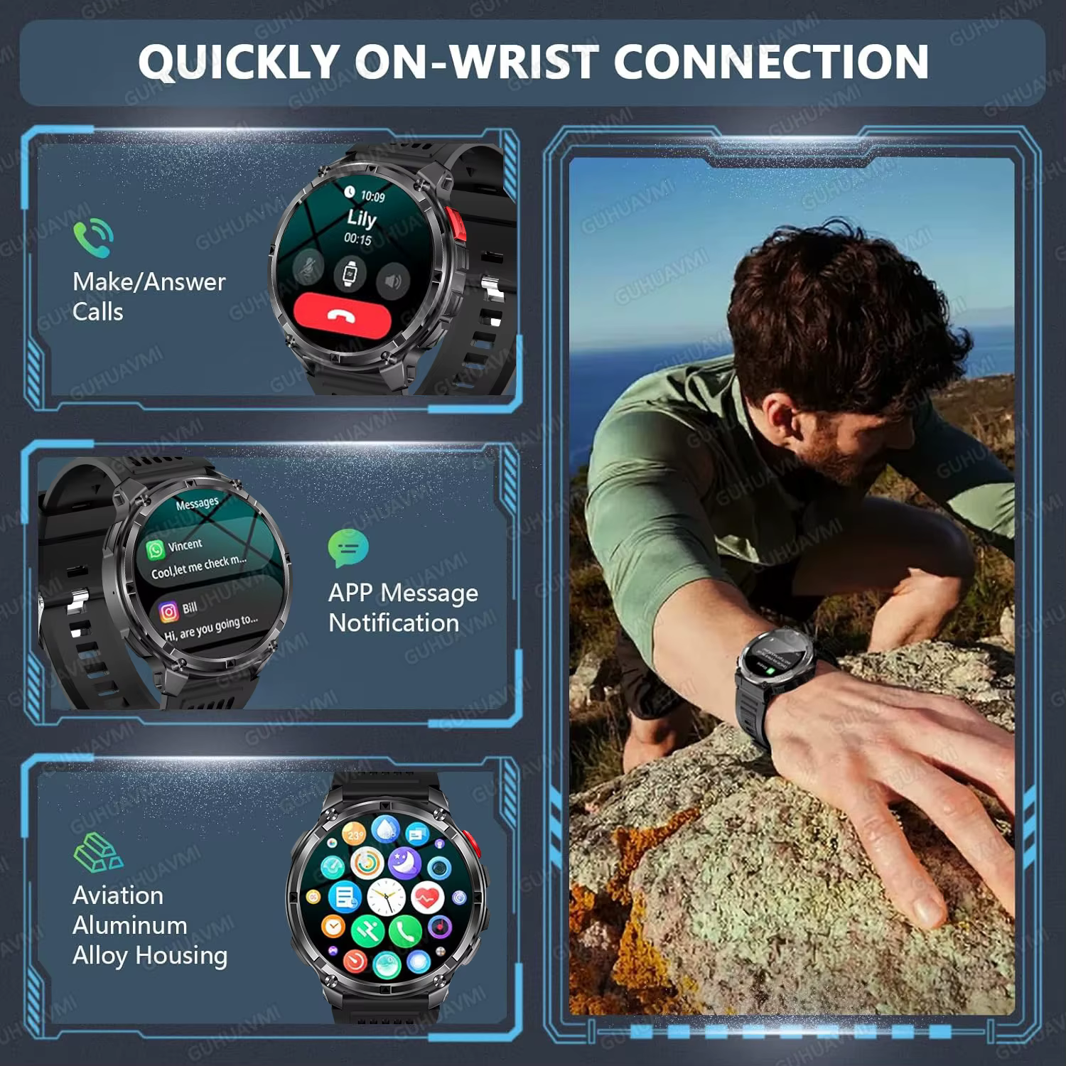 Montre connectée T-Rex3 Ultra pour hommes adultes