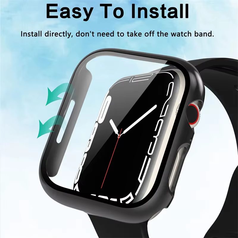 Verre + couvercle pour boîtier de montre Apple 9 8 7 6 SE 5 accessoire iWatch protecteur d'écran
