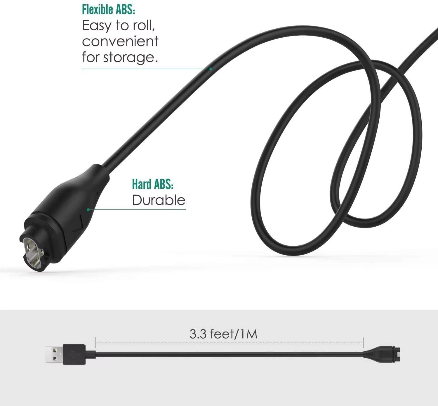 Câble de chargement USB compatible avec Garmin Vivoactive 5 4 4S 3 Quatix 7 6 6X 5 Remplacement du chargeur de montre intelligente USB-C.
