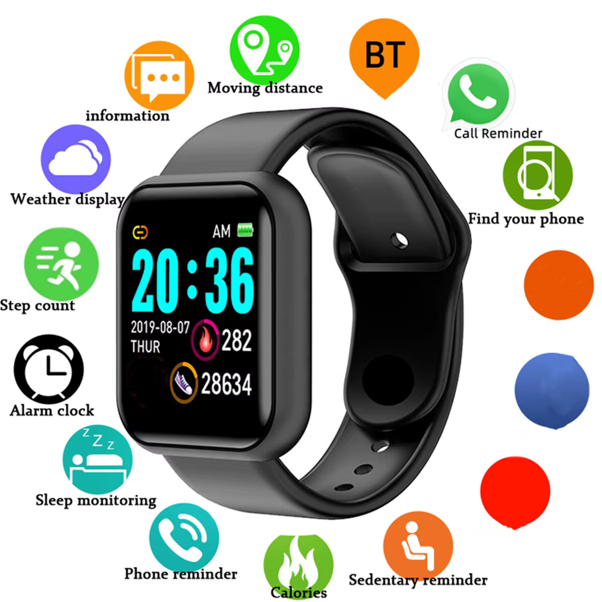 Hommes montres intelligentes écran couleur Bluetooth femme Fitness Sport Bracelet santé sommeil moniteur horloge électronique Smartwatch alarme Y68